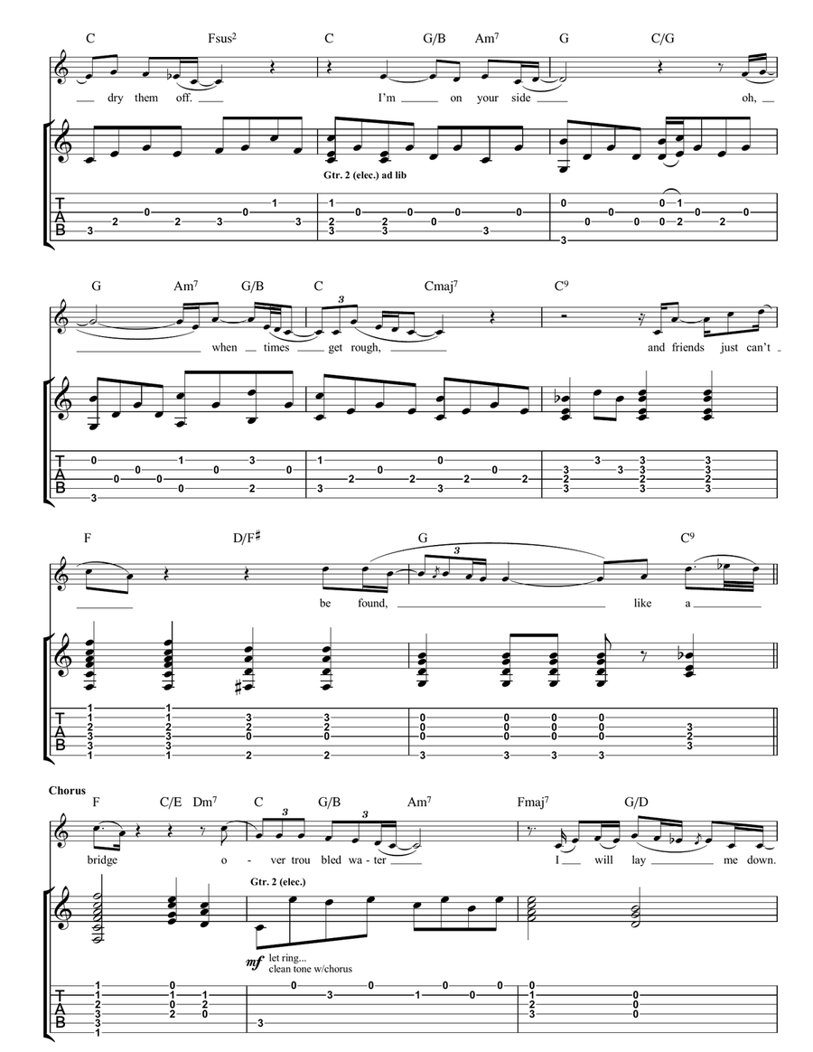 Bridge Over Troubled Water Acoustic Guitar scores gallery preview page 2