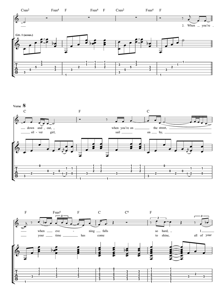 Bridge Over Troubled Water Acoustic Guitar scores gallery preview page 3