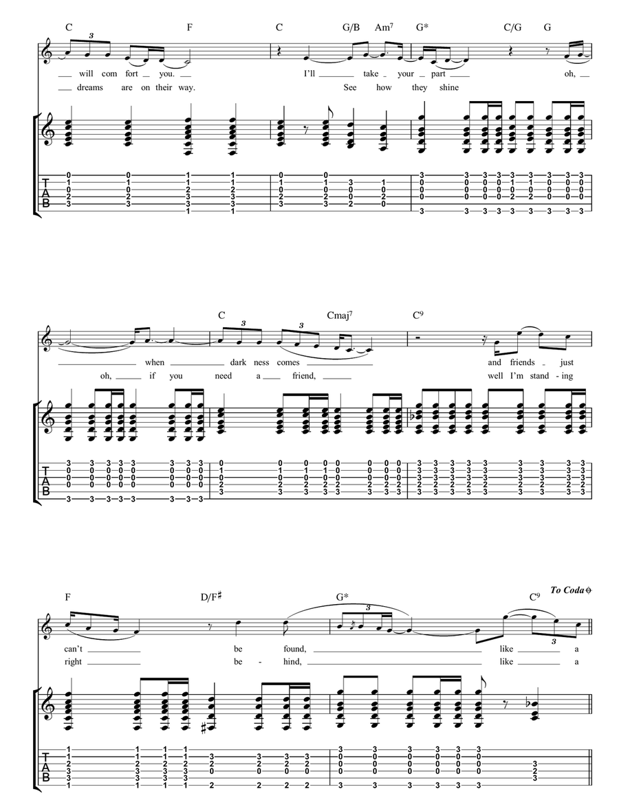 Bridge Over Troubled Water Acoustic Guitar scores gallery preview page 4