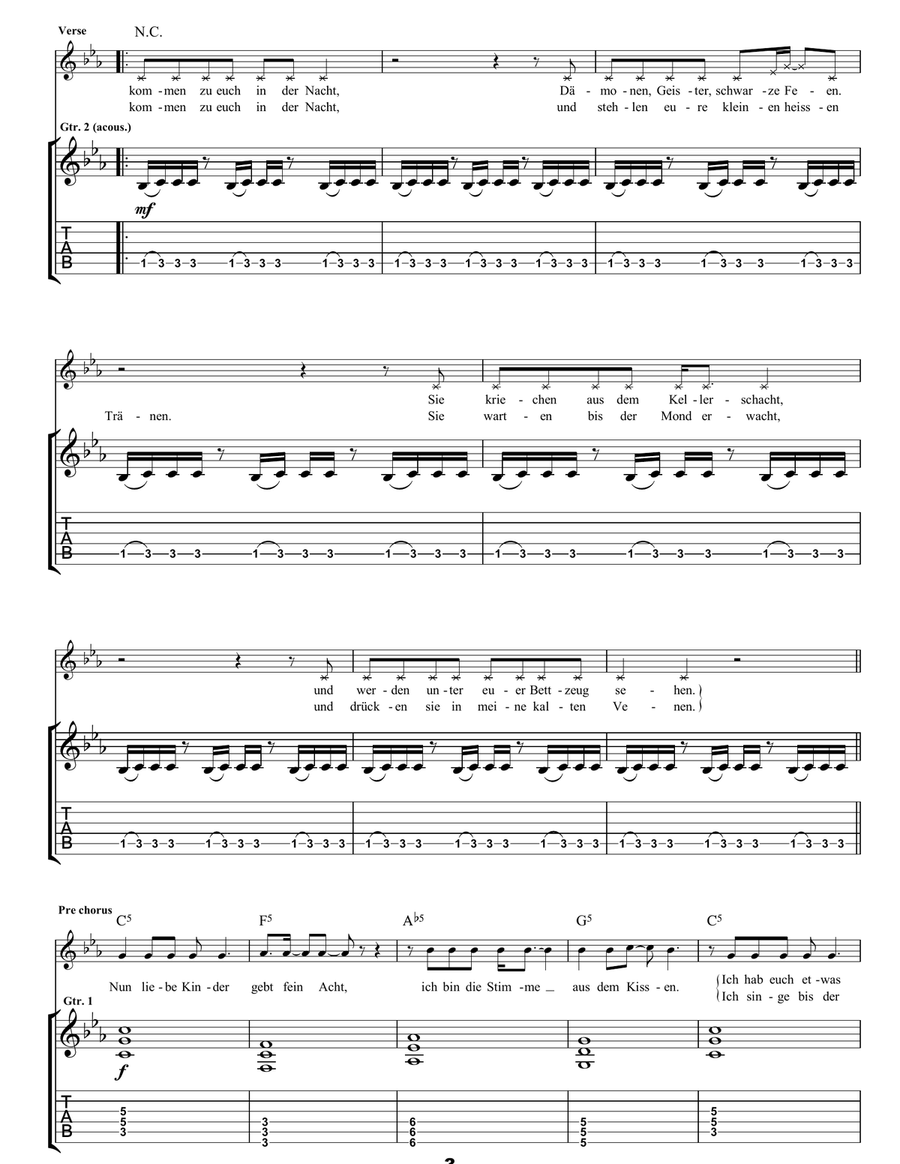 Mein Herz Brennt Mein Herz Brennt Electric Guitar scores gallery preview page 3