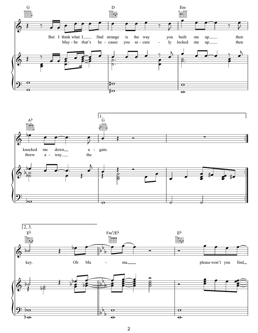 Many Too Many Many Too Many Piano, Vocal, Guitar scores gallery preview page 2