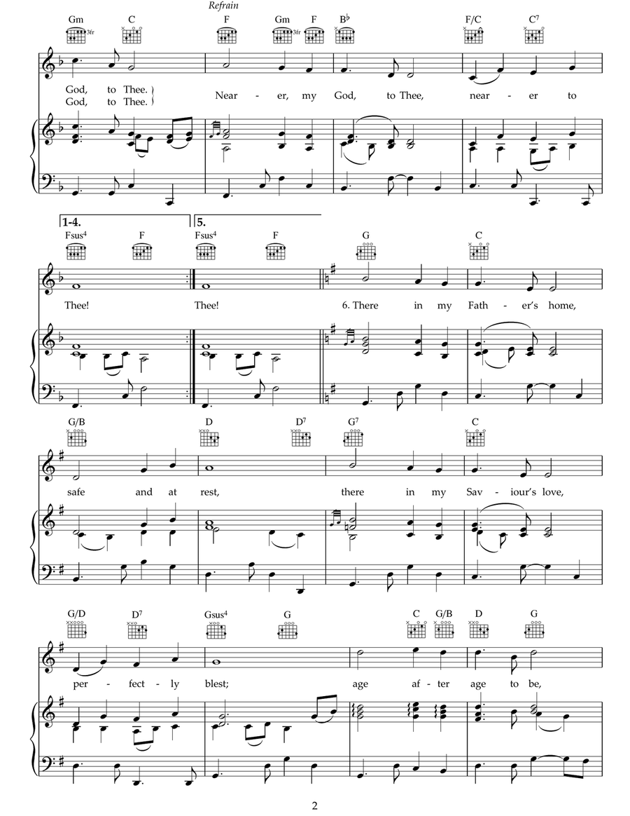 Nearer My God To Thee Nearer My God To Thee Piano, Vocal, Guitar scores gallery preview page 2