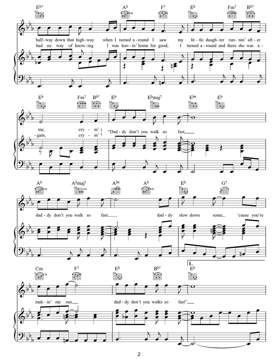 Daddy Don't You Walk So Fast Piano, Vocal, Guitar scores gallery preview page 2