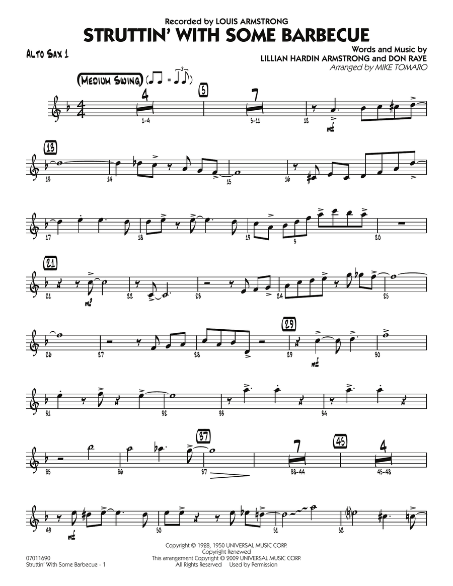 Struttin' with Some Barbecue - Alto Sax 1 Jazz Ensemble scores gallery preview page 1