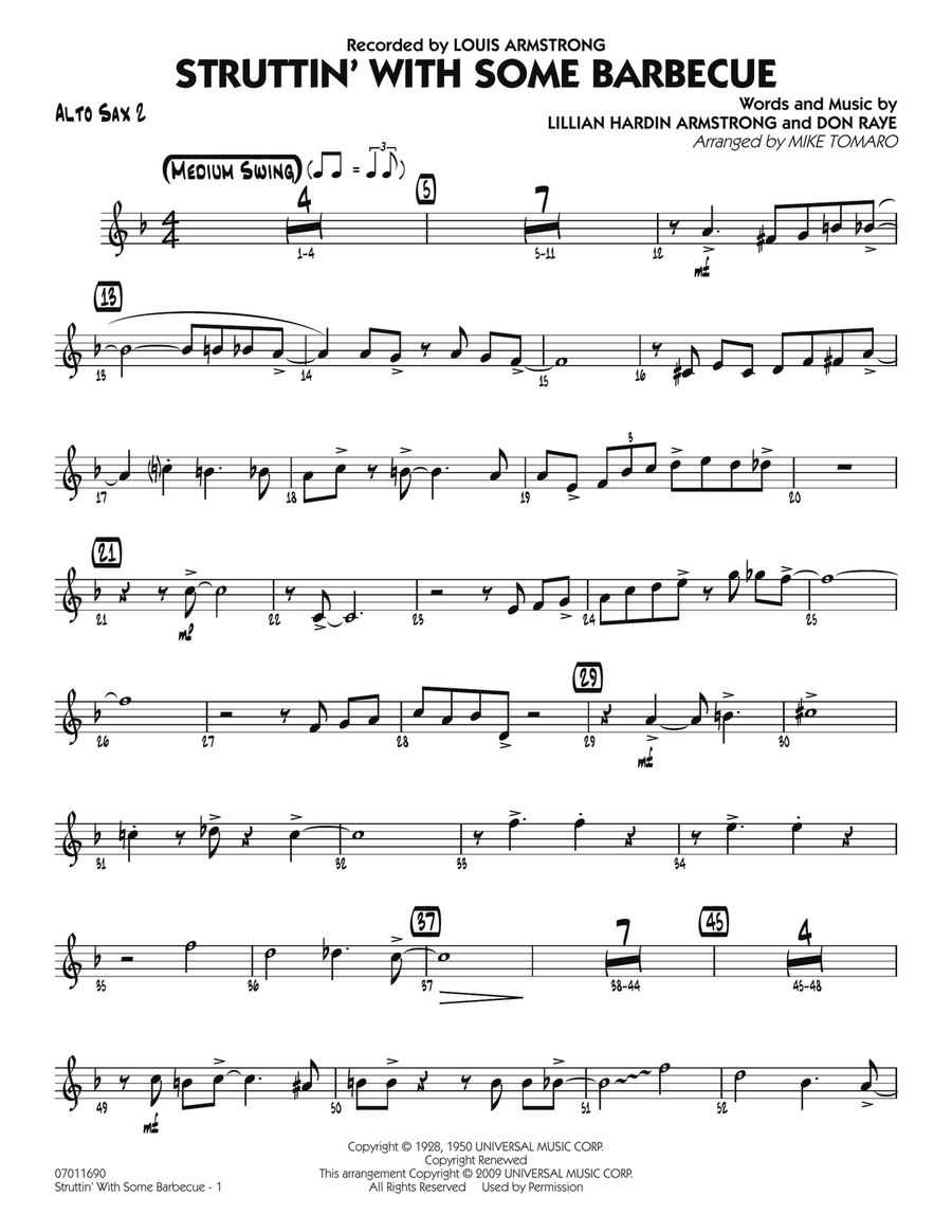 Struttin' with Some Barbecue - Alto Sax 2 Jazz Ensemble scores gallery preview page 1