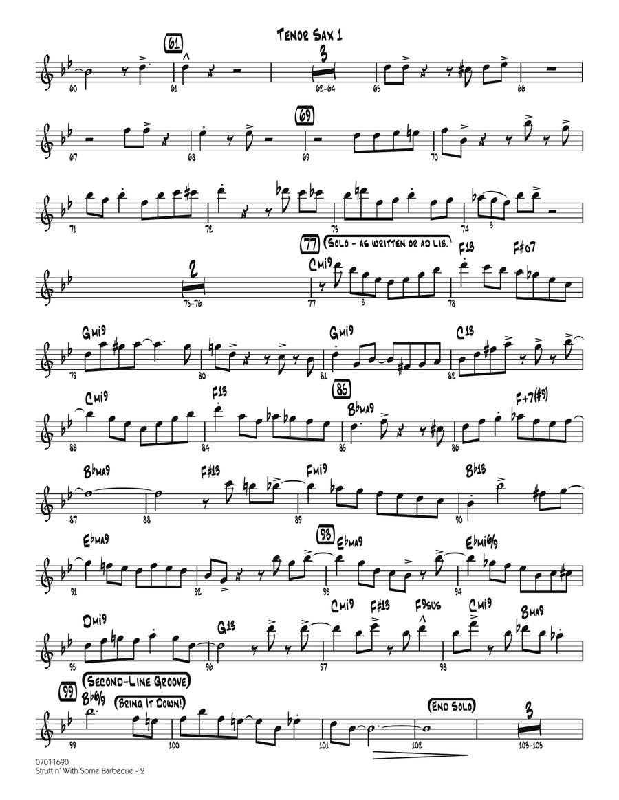 Struttin' with Some Barbecue - Tenor Sax 1 Jazz Ensemble scores gallery preview page 2