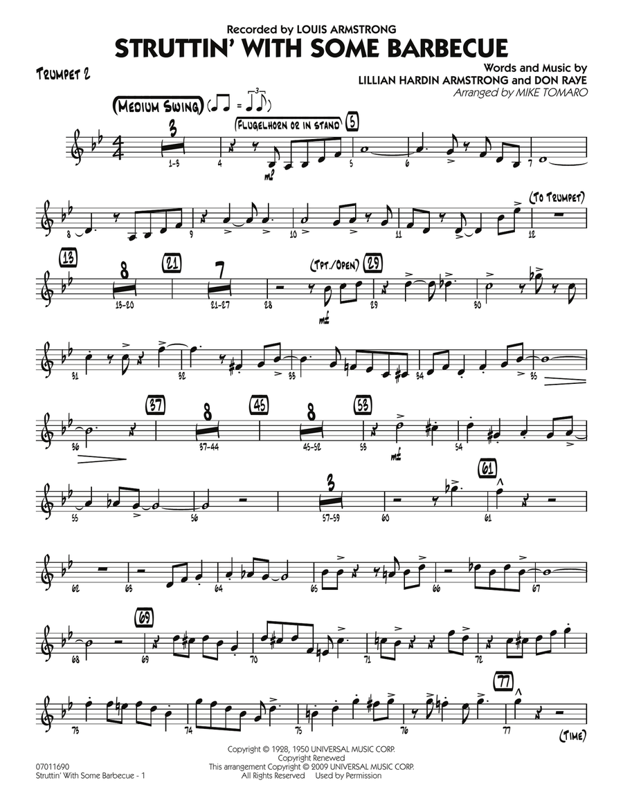 Struttin' with Some Barbecue - Trumpet 2 Jazz Ensemble scores gallery preview page 1