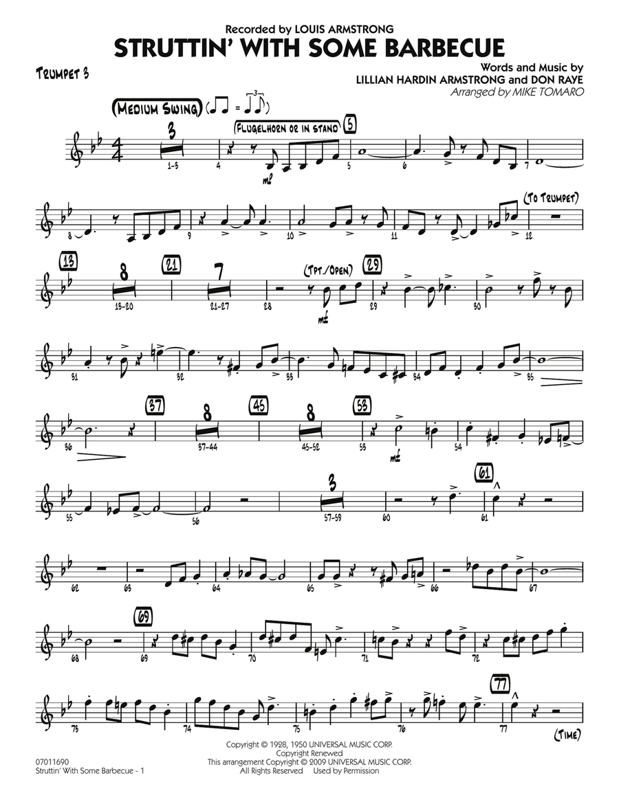 Struttin' with Some Barbecue - Trumpet 3 Jazz Ensemble scores gallery preview page 1