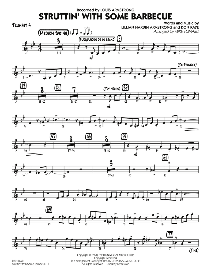 Struttin' with Some Barbecue - Trumpet 4 Jazz Ensemble scores gallery preview page 1