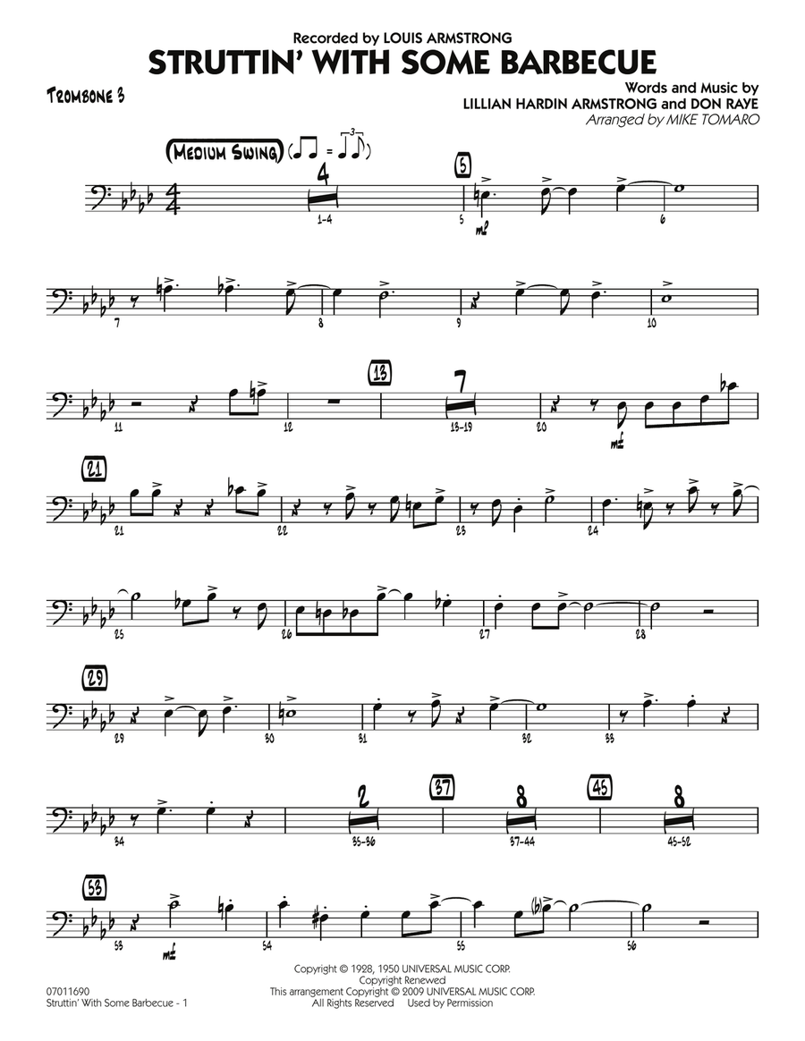 Struttin' with Some Barbecue - Trombone 3 Jazz Ensemble scores gallery preview page 1