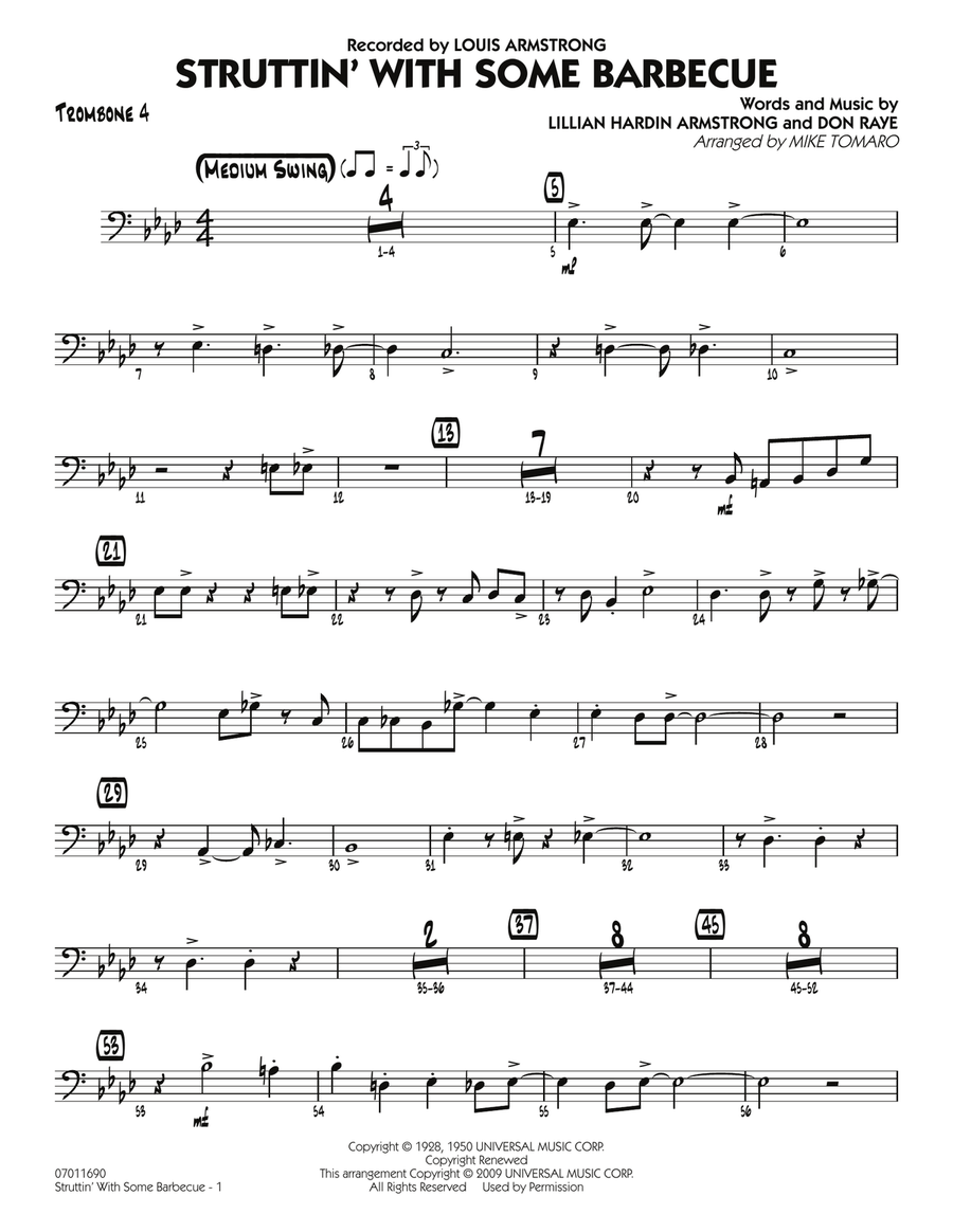 Struttin' with Some Barbecue - Trombone 4 Jazz Ensemble scores gallery preview page 1