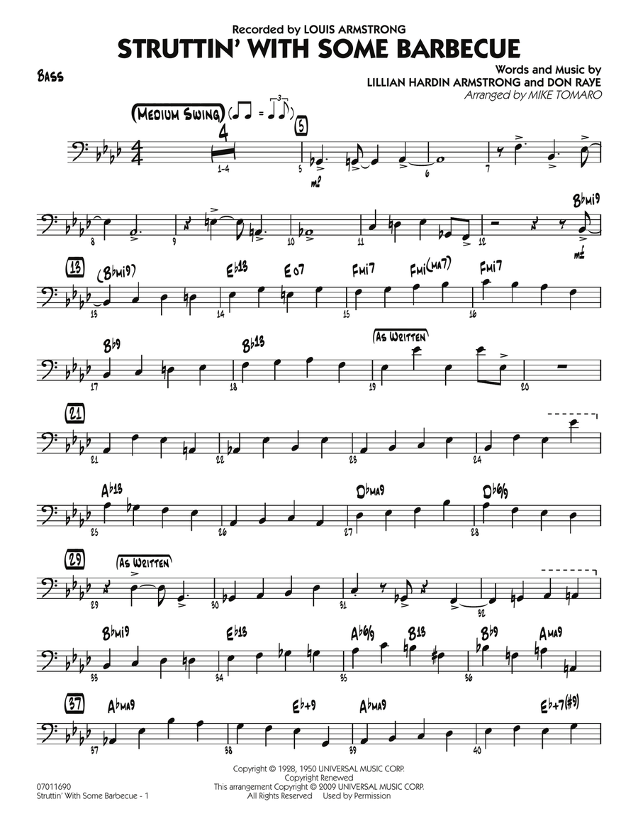 Struttin' with Some Barbecue - Bass Jazz Ensemble scores gallery preview page 1