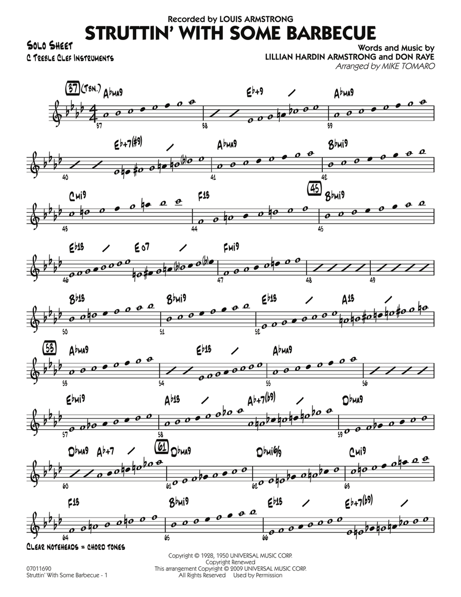 Struttin' with Some Barbecue - C Solo Sheet Jazz Ensemble scores gallery preview page 1