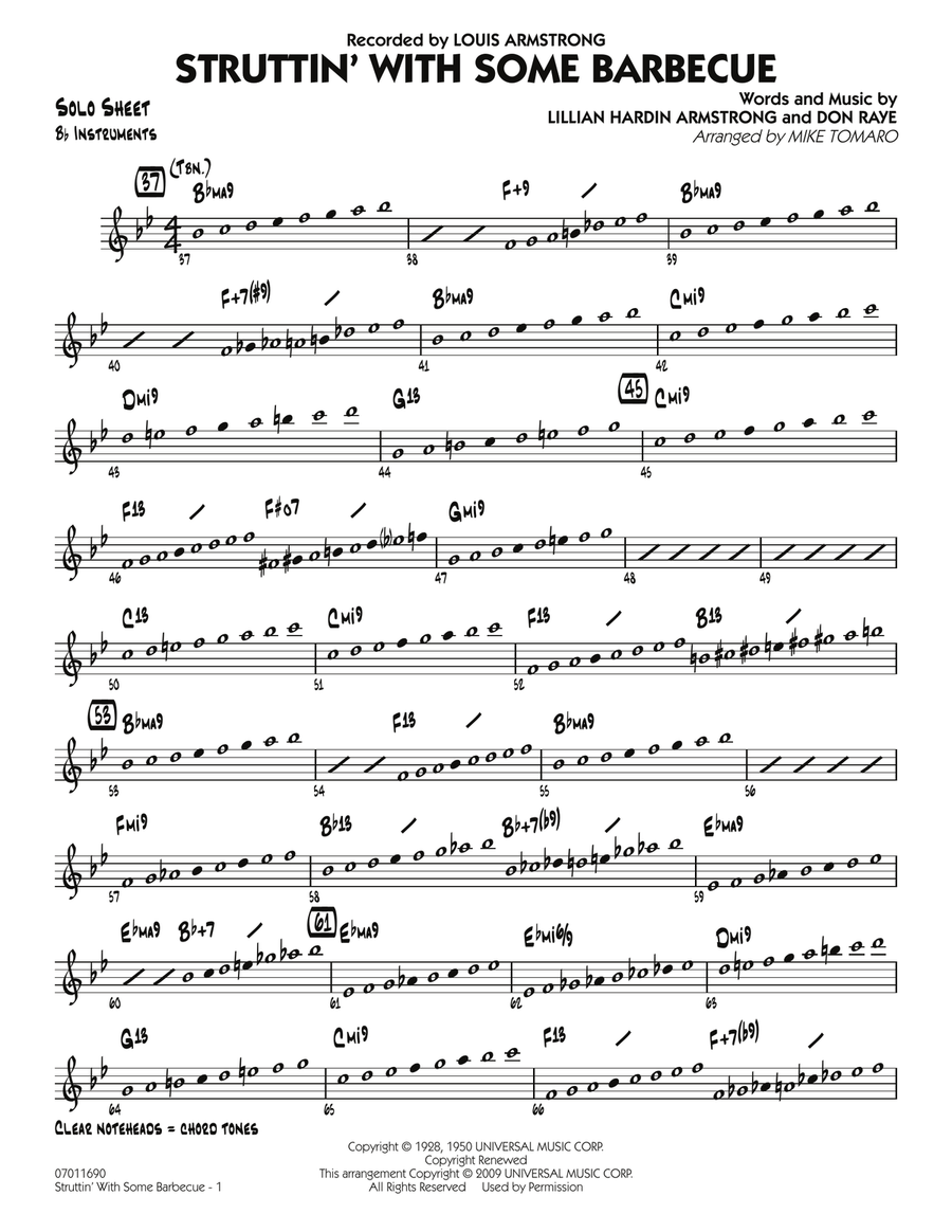 Struttin' with Some Barbecue - Bb Solo Sheet Jazz Ensemble scores gallery preview page 1