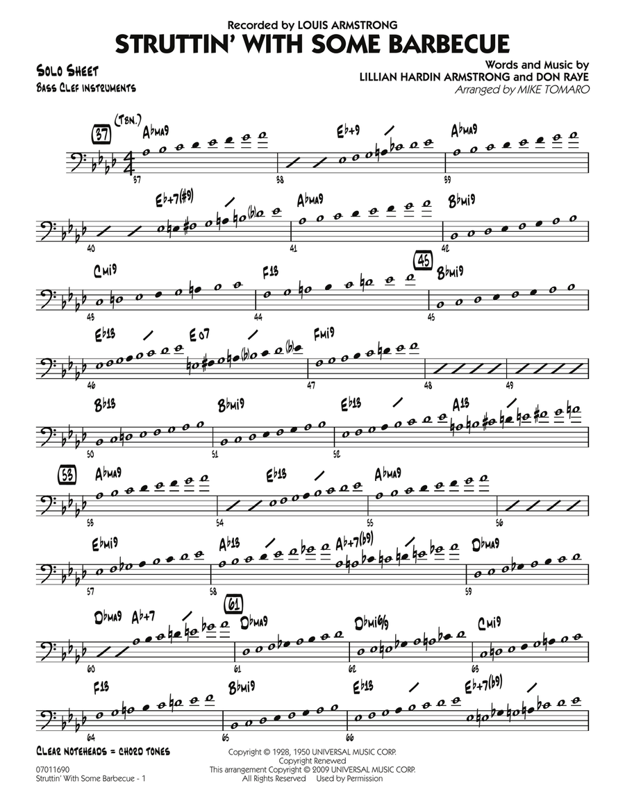 Struttin' with Some Barbecue - Bass Clef Solo Sheet Jazz Ensemble scores gallery preview page 1