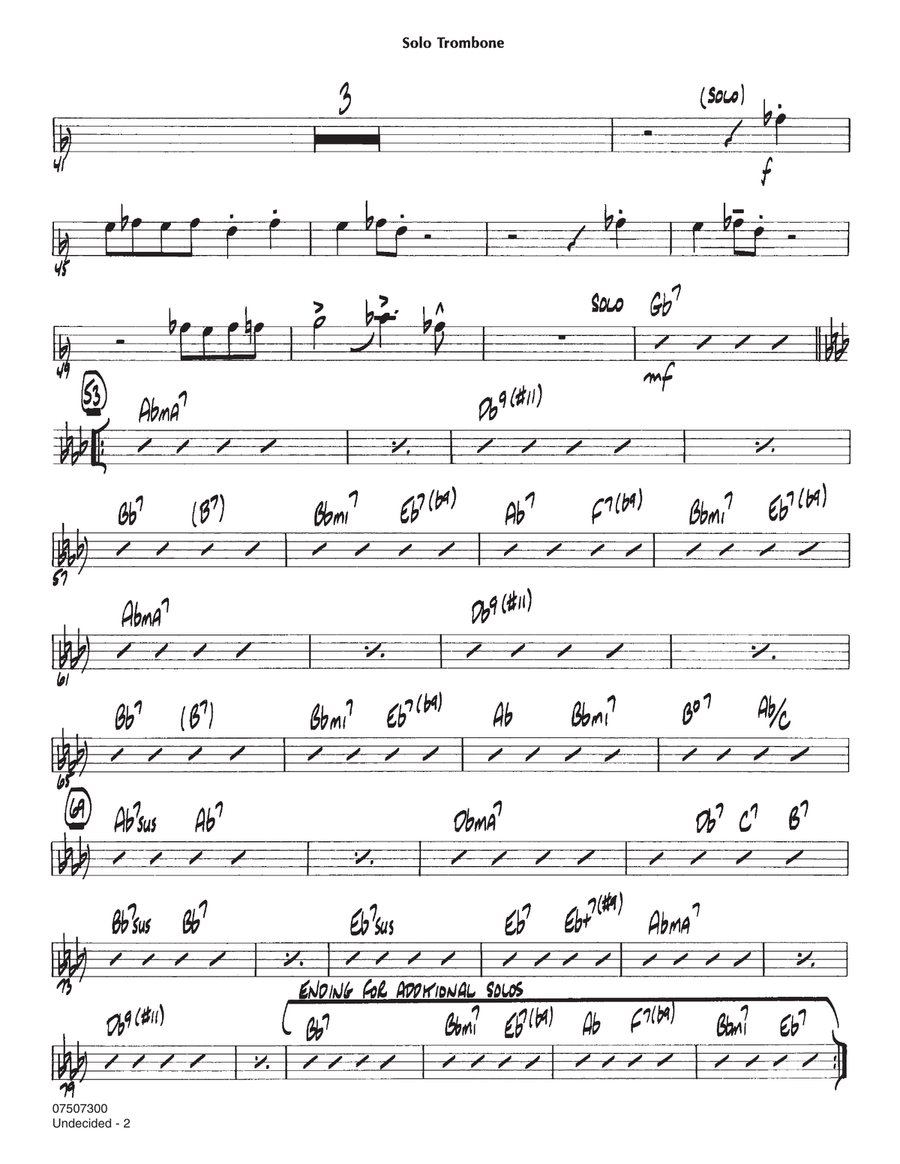 Undecided - Solo Trombone Jazz Ensemble scores gallery preview page 2