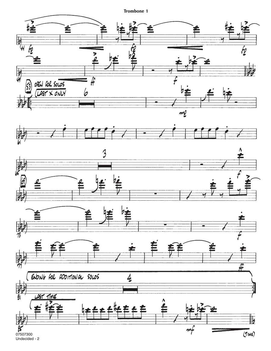 Undecided - Trombone 1 Undecided - Trombone 1 Jazz Ensemble scores gallery preview page 2