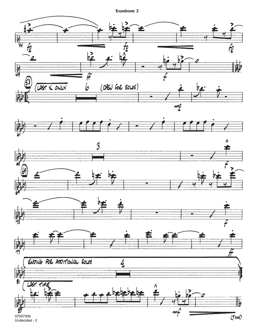 Undecided - Trombone 2 Undecided - Trombone 2 Jazz Ensemble scores gallery preview page 2