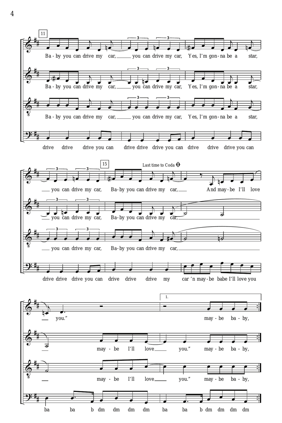 Drive My Car Drive My Car 4-Part scores gallery preview page 3
