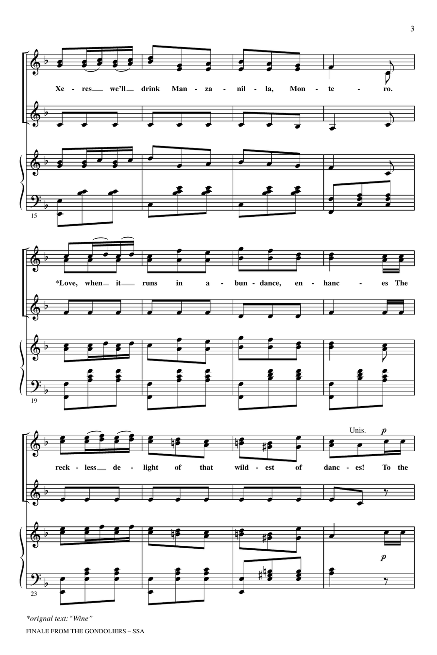 Finale from The Gondoliers (Dance a Cachucha) SSA scores gallery preview page 2