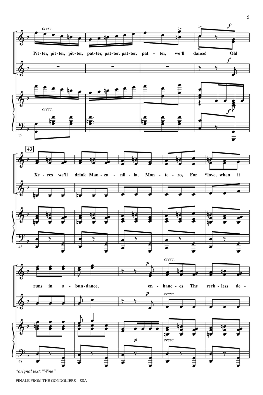 Finale from The Gondoliers (Dance a Cachucha) SSA scores gallery preview page 4
