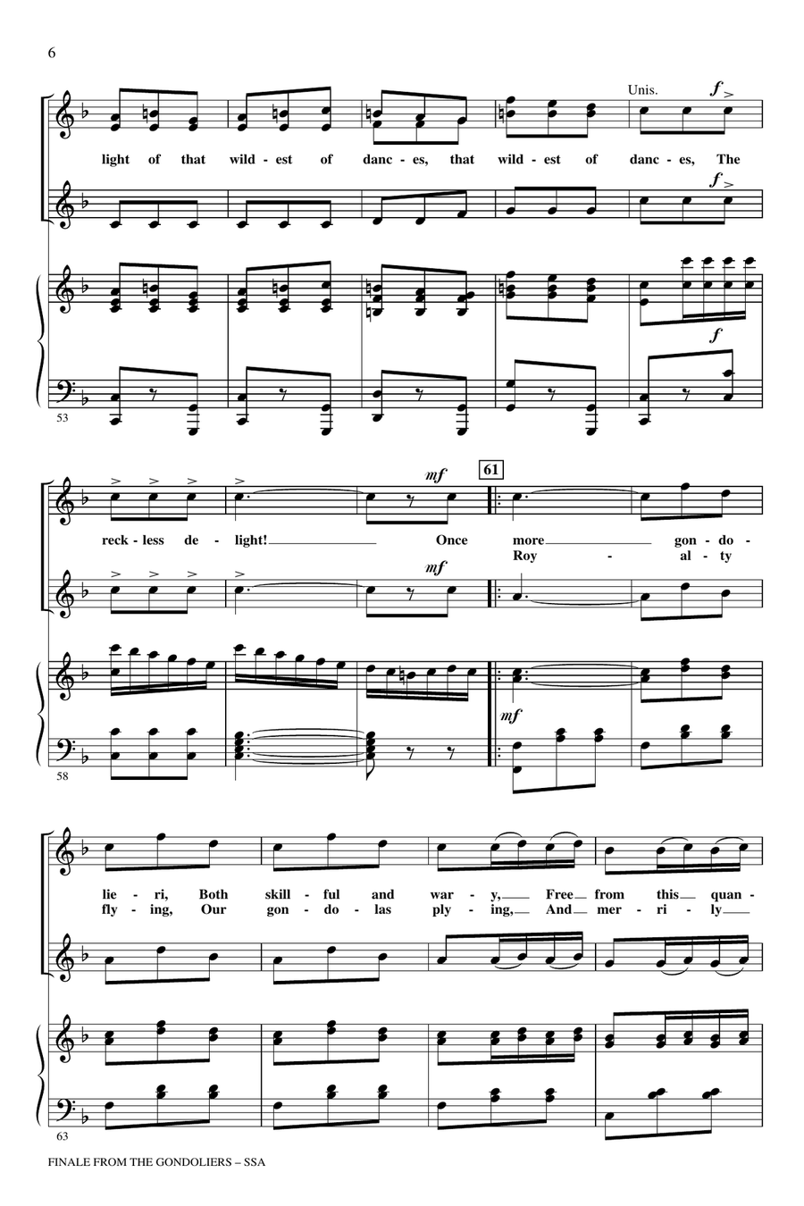 Finale from The Gondoliers (Dance a Cachucha) SSA scores gallery preview page 5