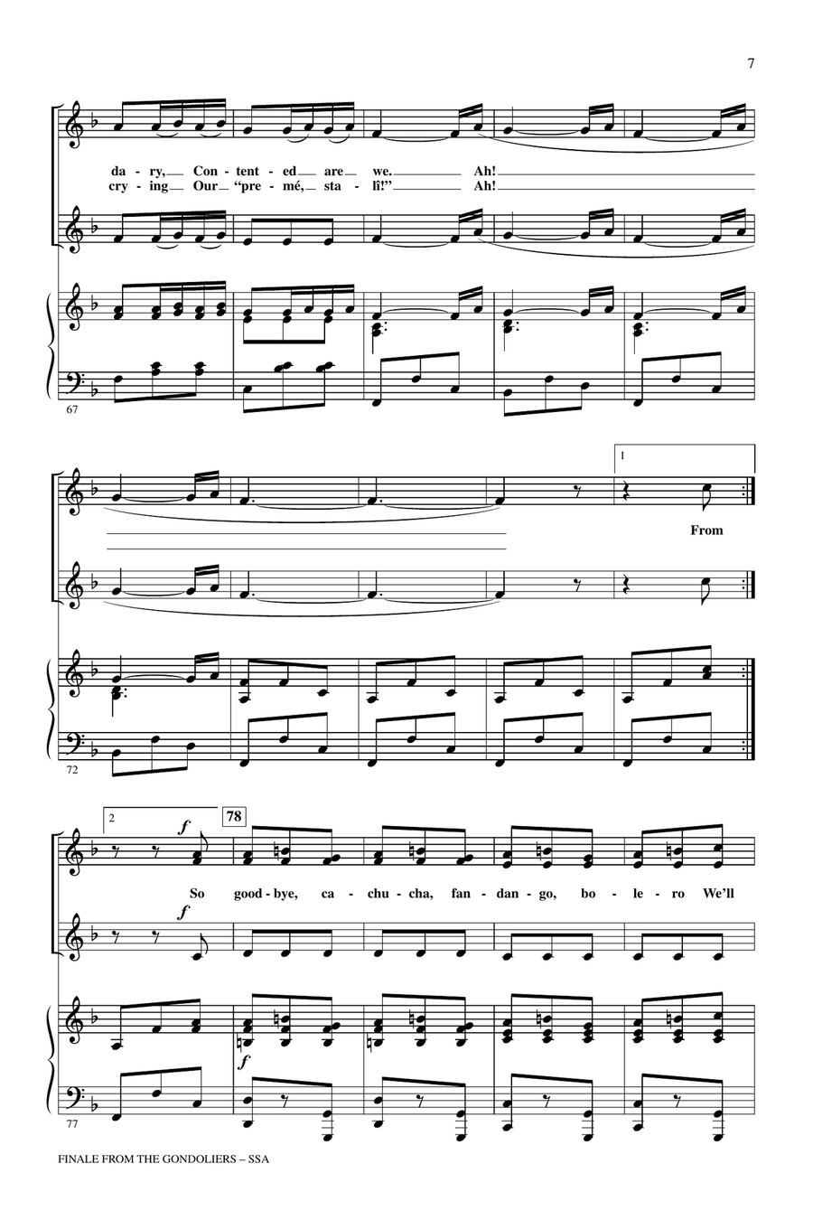 Finale from The Gondoliers (Dance a Cachucha) SSA scores gallery preview page 6
