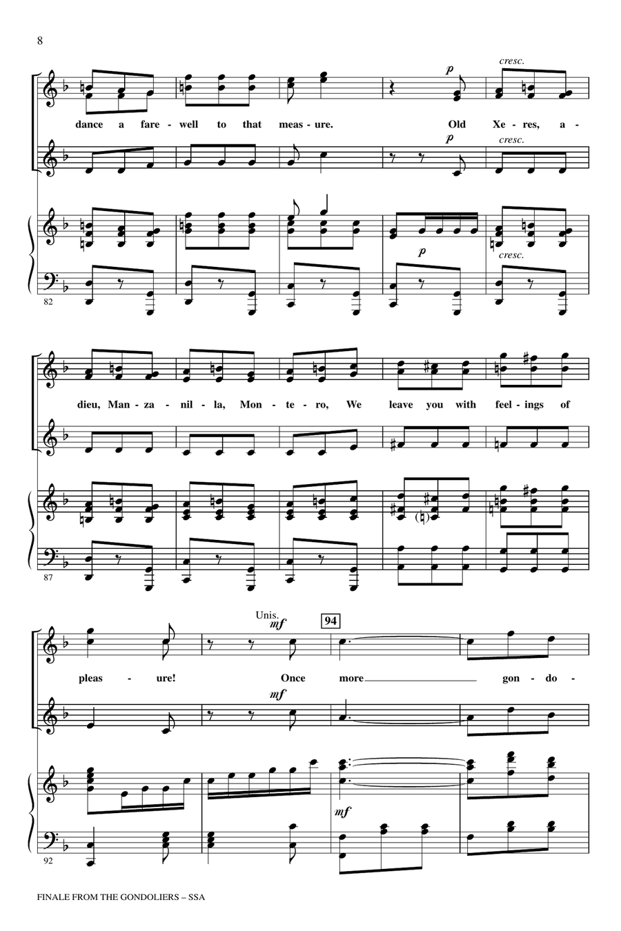 Finale from The Gondoliers (Dance a Cachucha) SSA scores gallery preview page 7
