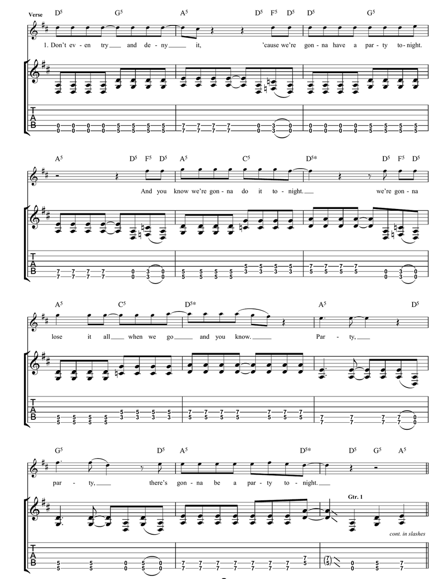 It's Time To Party It's Time To Party Guitar Tablature scores gallery preview page 2