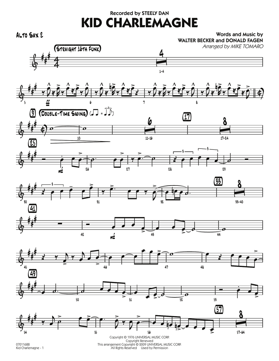 Kid Charlemagne - Alto Sax 2 Jazz Ensemble scores gallery preview page 1