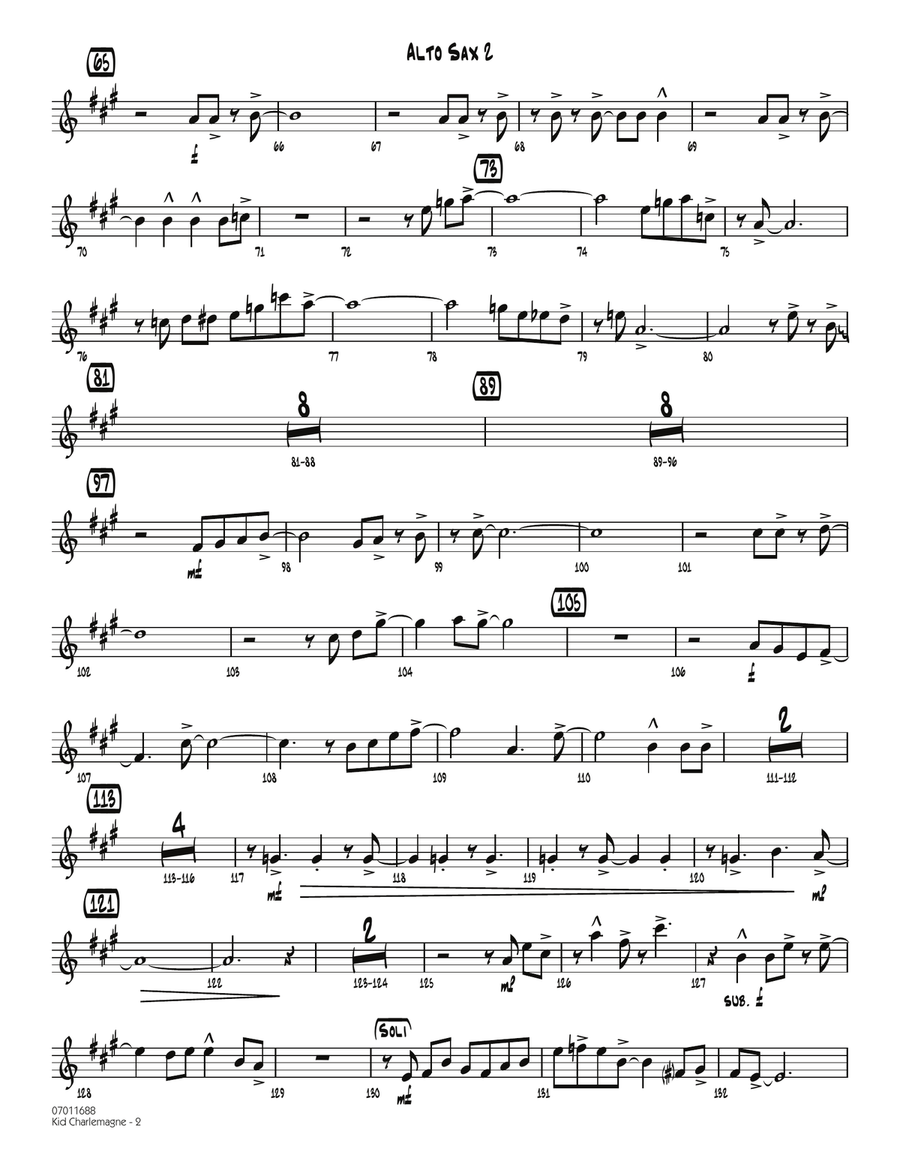 Kid Charlemagne - Alto Sax 2 Jazz Ensemble scores gallery preview page 2