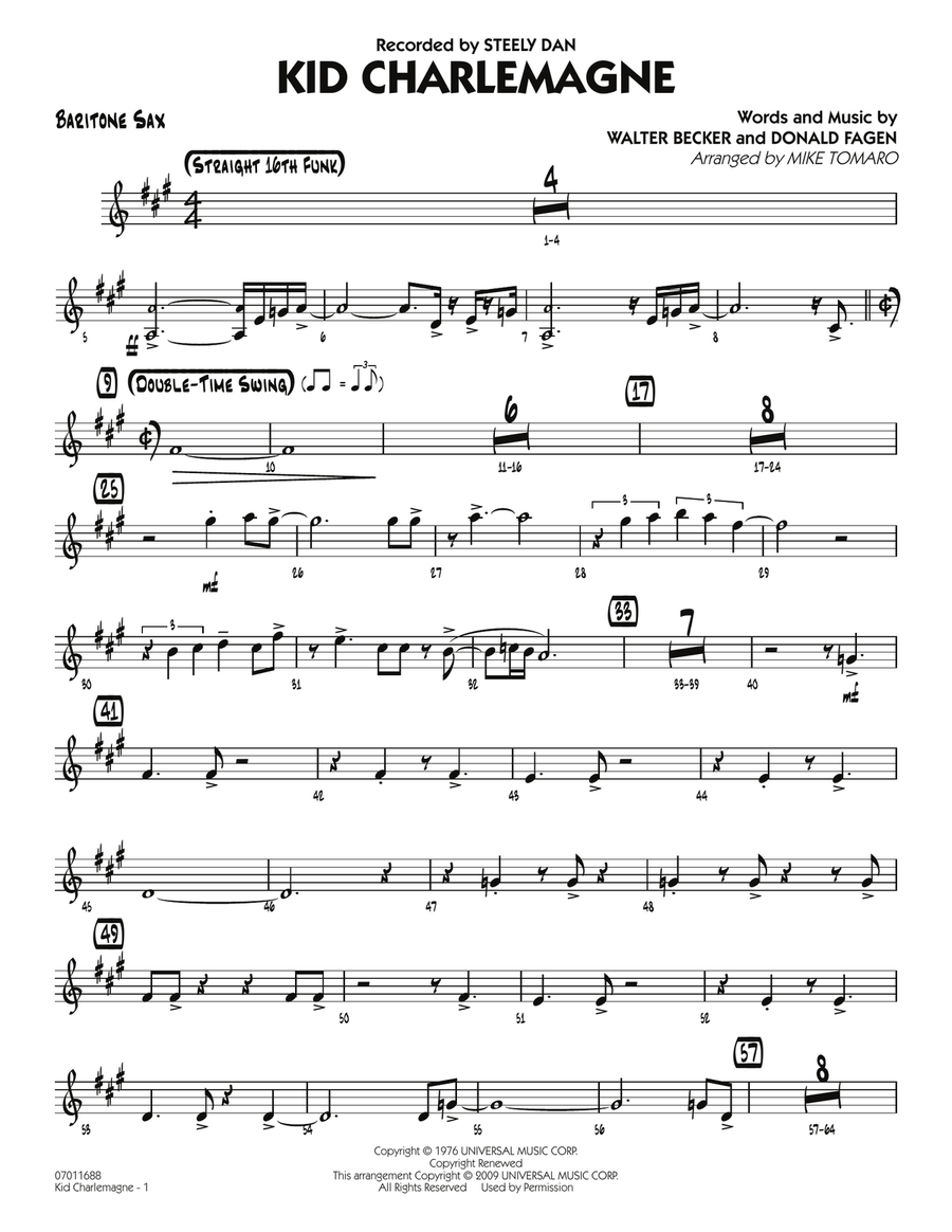 Kid Charlemagne - Baritone Sax Jazz Ensemble scores gallery preview page 1