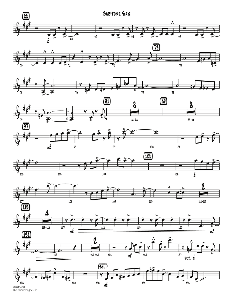 Kid Charlemagne - Baritone Sax Jazz Ensemble scores gallery preview page 2