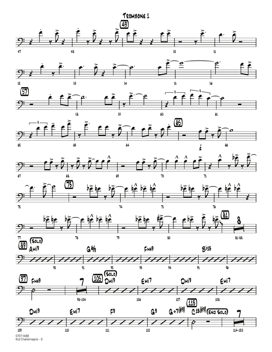Kid Charlemagne - Trombone 1 Jazz Ensemble scores gallery preview page 2