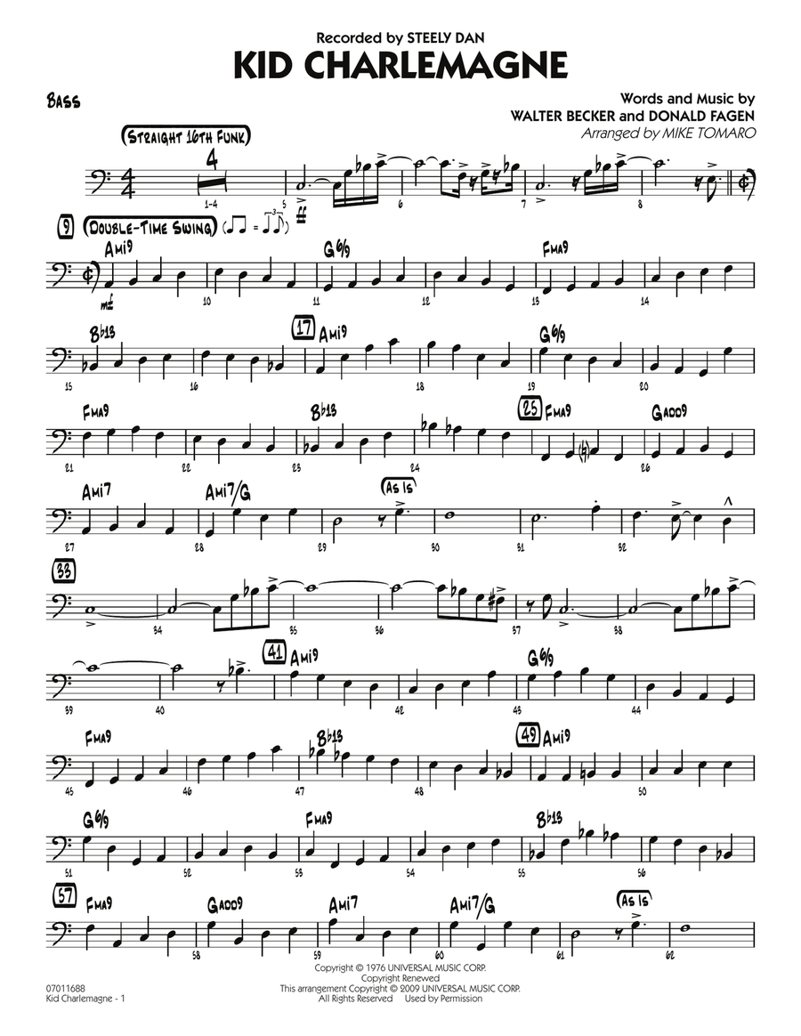 Kid Charlemagne - Bass Kid Charlemagne - Bass Jazz Ensemble scores gallery preview page 1