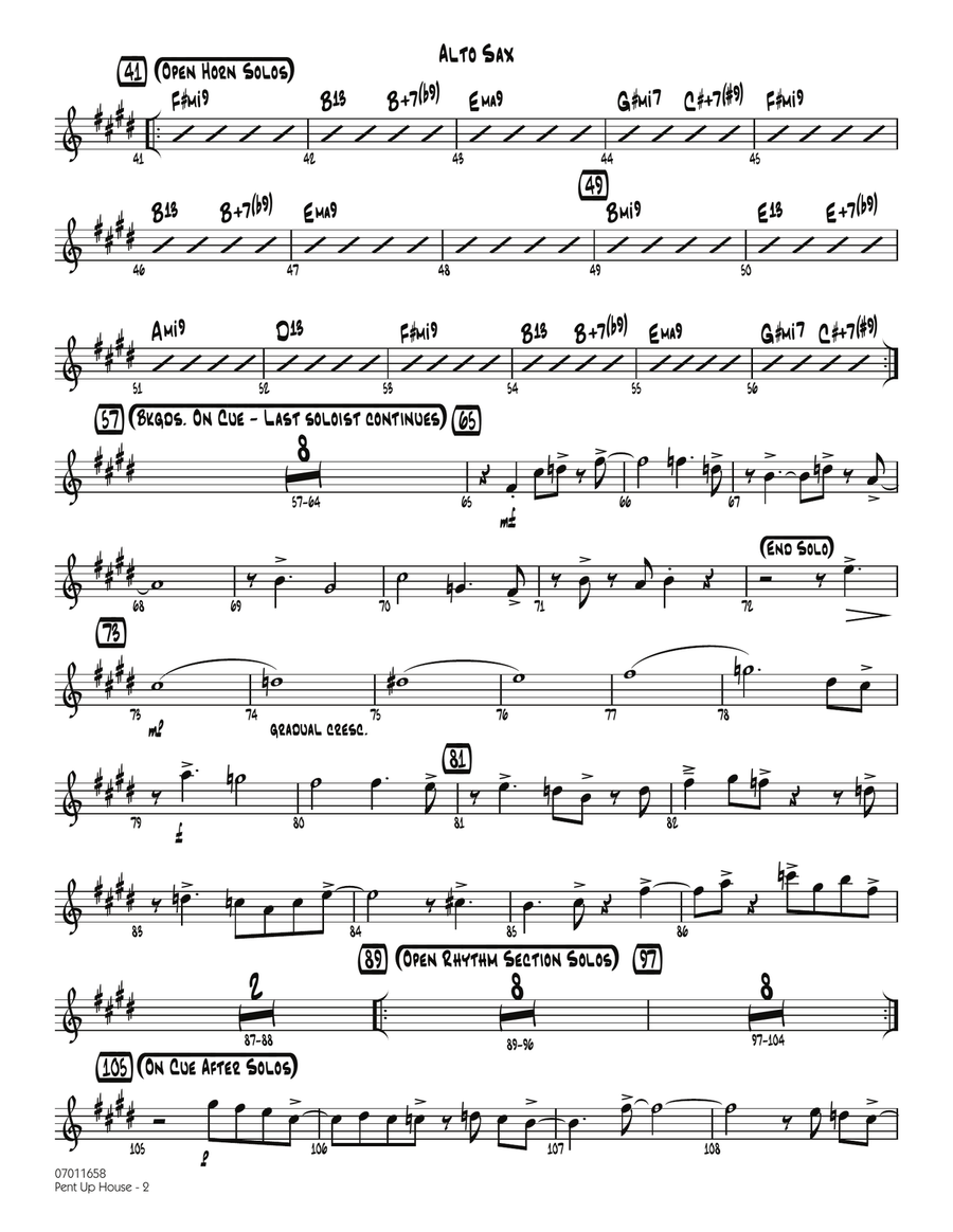 Pent Up House - Alto Sax Pent Up House - Alto Sax Jazz Ensemble scores gallery preview page 2