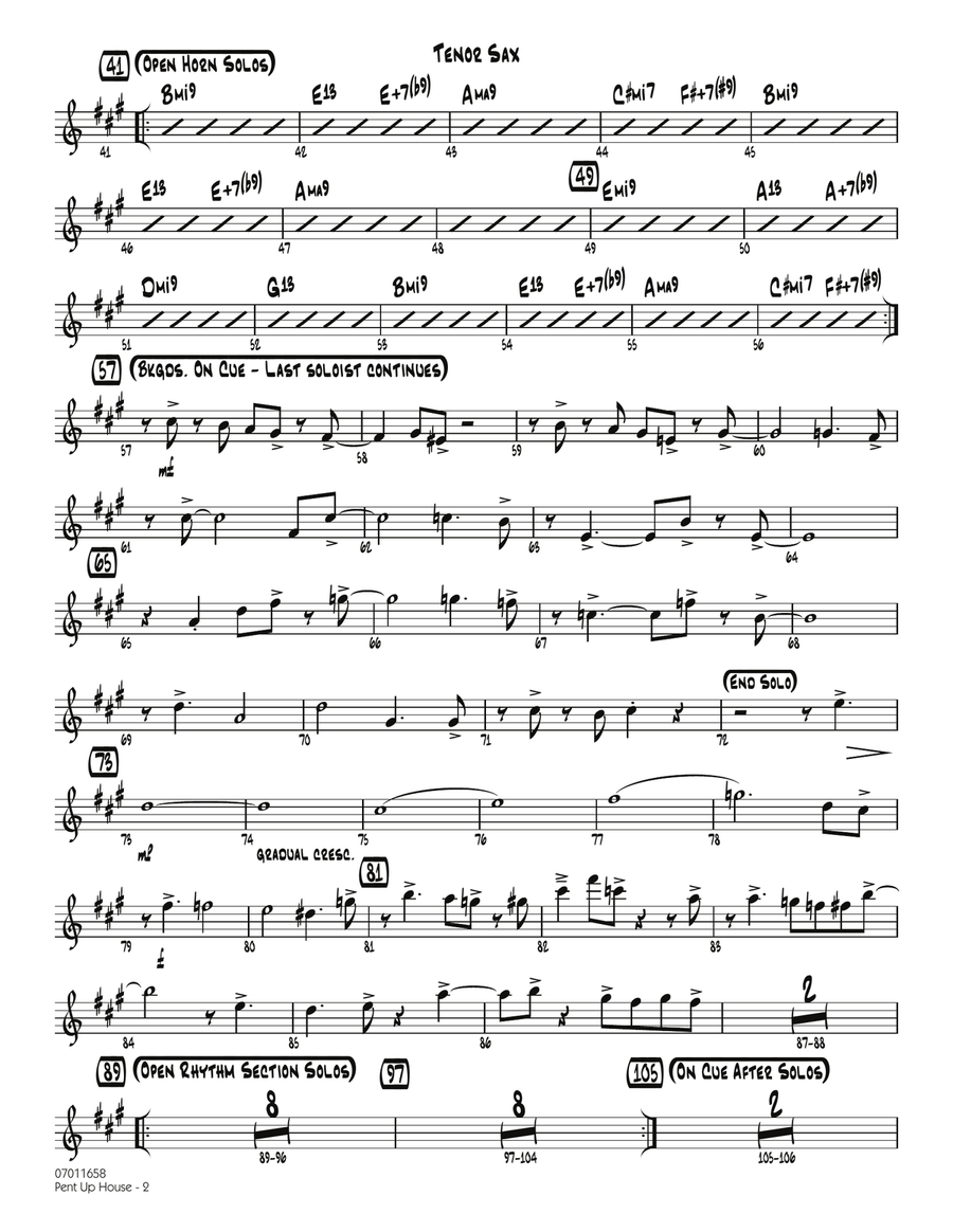 Pent Up House - Tenor Sax Jazz Ensemble scores gallery preview page 2