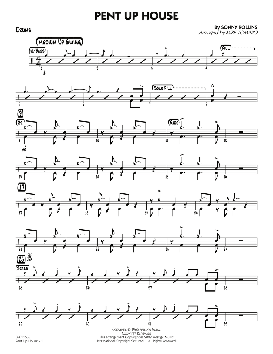 Pent Up House - Drums Pent Up House - Drums Jazz Ensemble scores gallery preview page 1