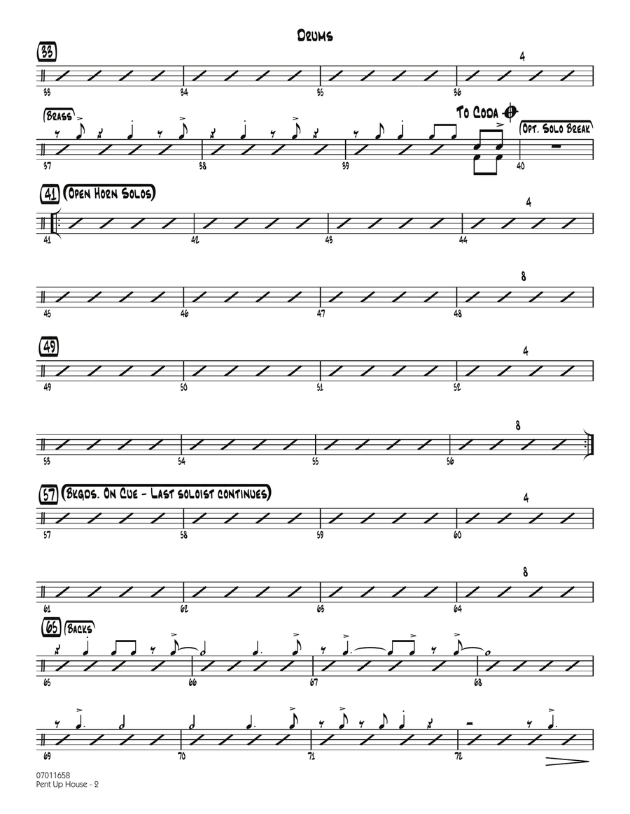 Pent Up House - Drums Pent Up House - Drums Jazz Ensemble scores gallery preview page 2