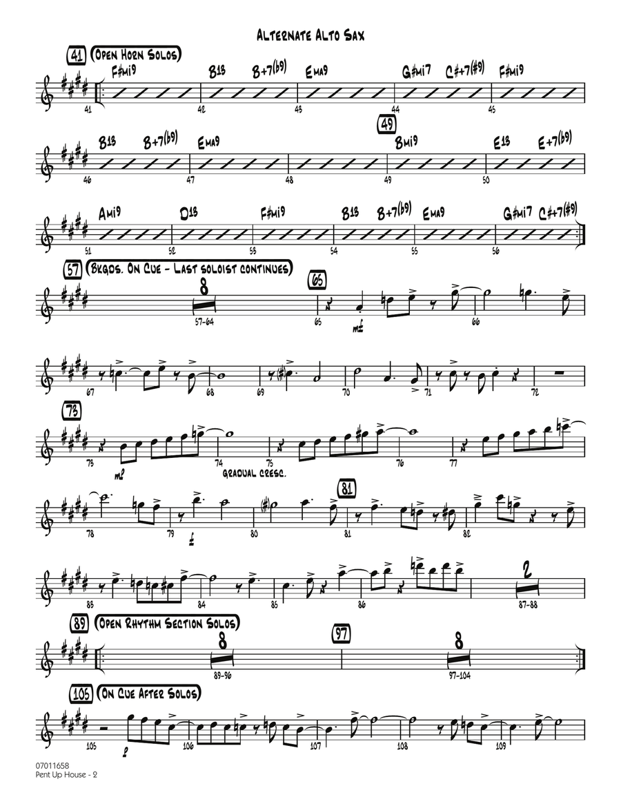 Pent Up House - Alternate Alto Sax Jazz Ensemble scores gallery preview page 2