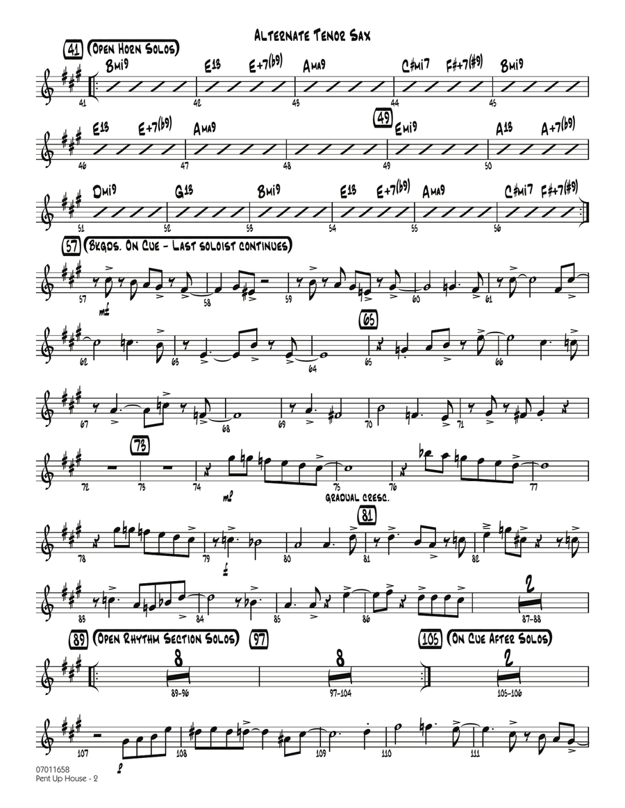Pent Up House - Alternate Tenor Sax Jazz Ensemble scores gallery preview page 2