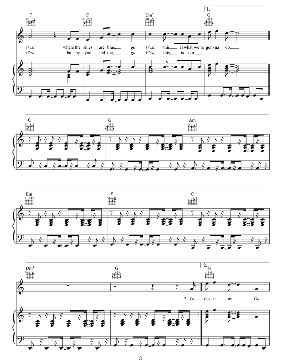 Go West Go West Piano, Vocal, Guitar scores gallery preview page 3