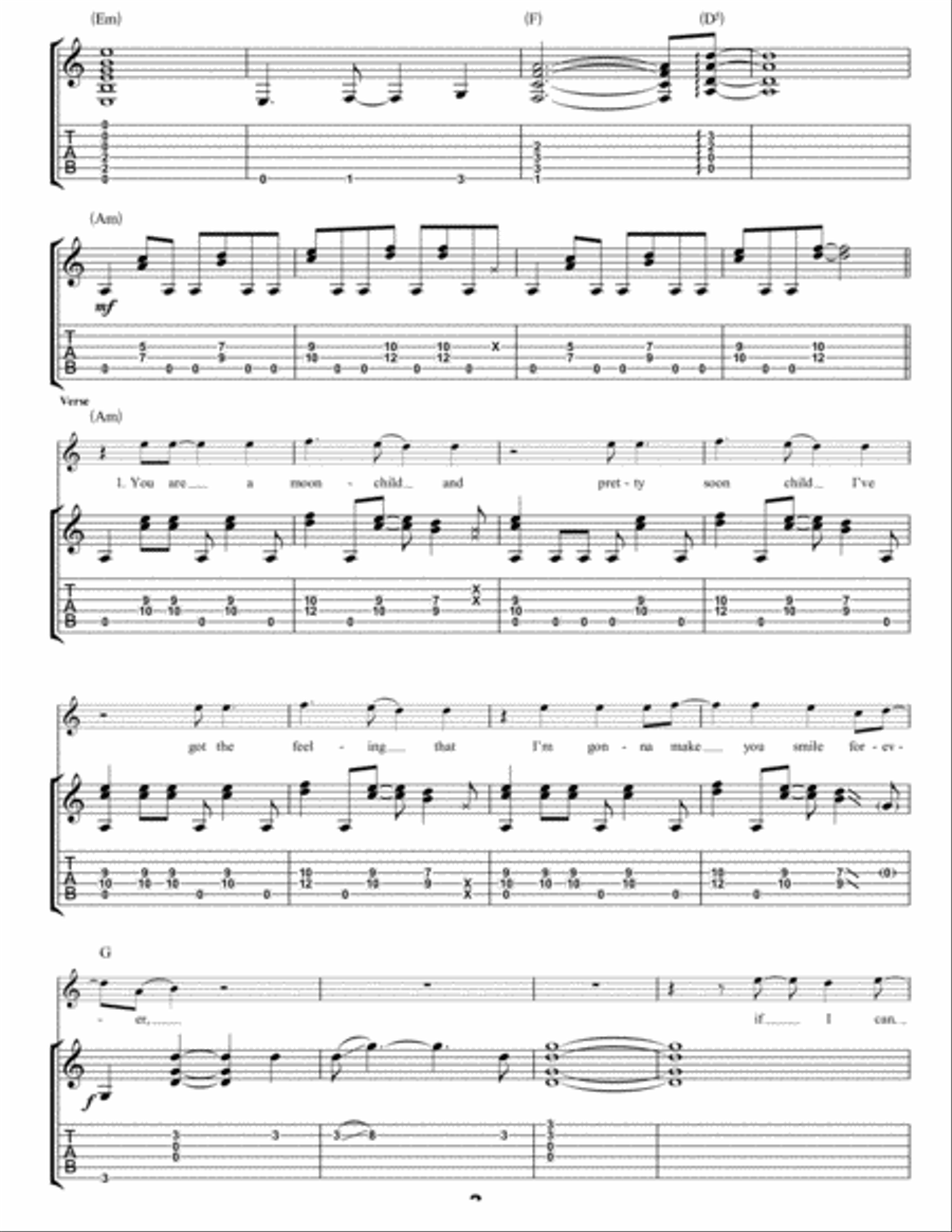 Moonchild Guitar Tablature scores gallery preview page 2