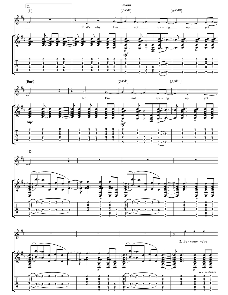 I'm Not Giving Up Yet I'm Not Giving Up Yet Guitar Tablature scores gallery preview page 3