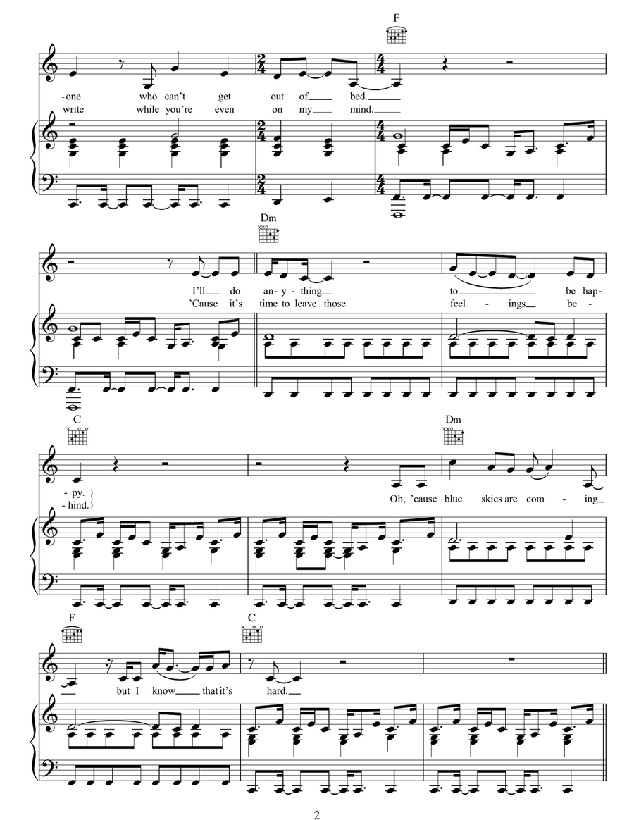 Blue Skies Blue Skies Piano, Vocal, Guitar scores gallery preview page 2