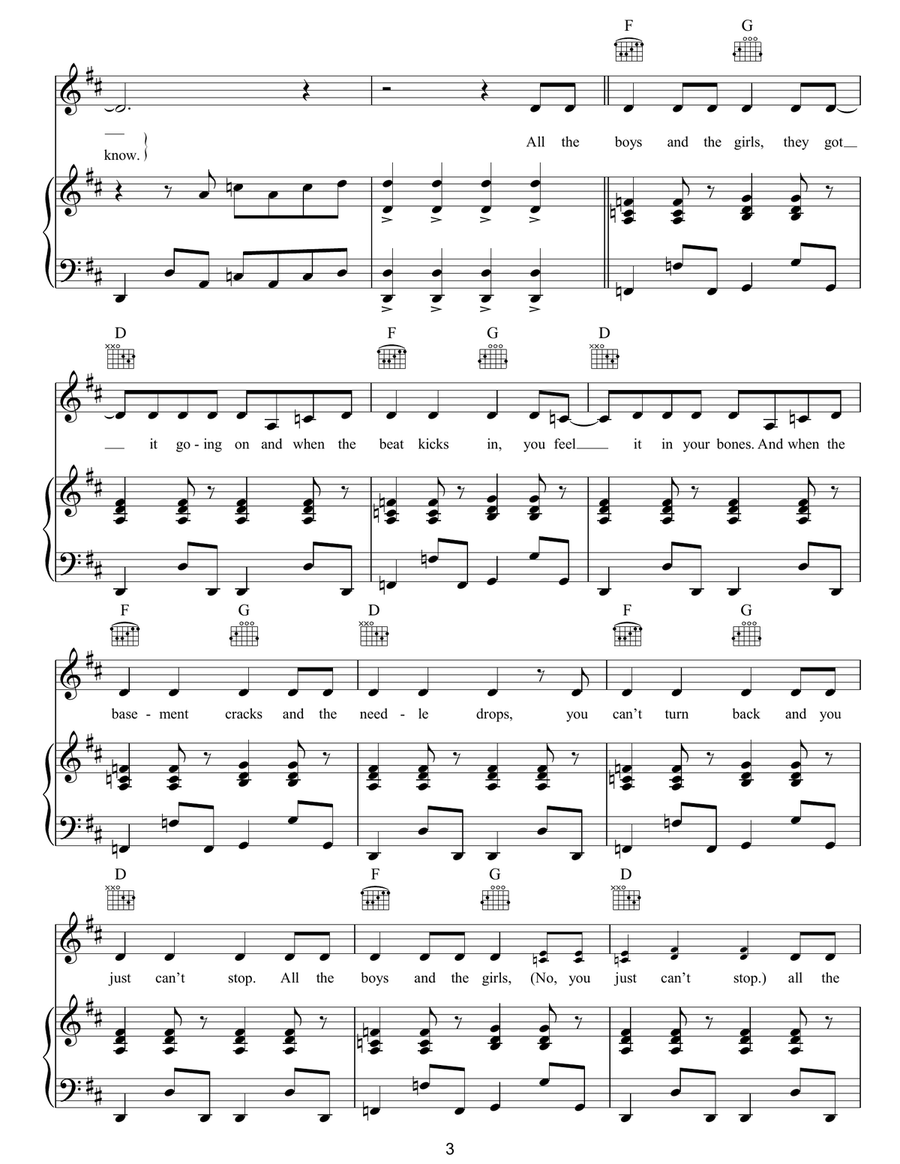 Boys And Girls Boys And Girls Piano, Vocal, Guitar scores gallery preview page 3