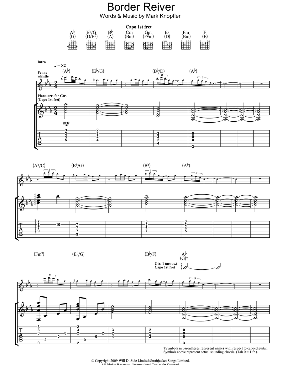 Border Reiver Guitar Tablature scores gallery preview page 1