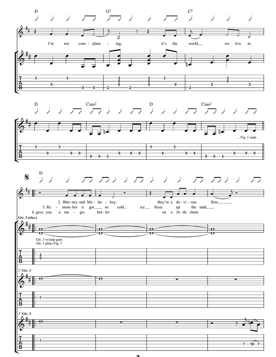 Cleaning My Gun Guitar Tablature scores gallery preview page 3