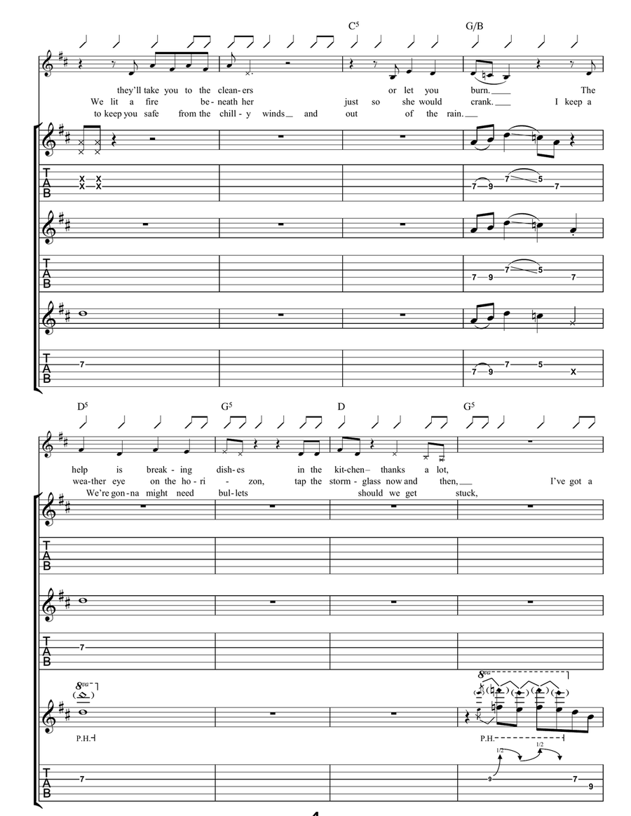 Cleaning My Gun Guitar Tablature scores gallery preview page 4