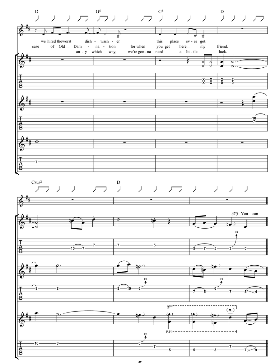 Cleaning My Gun Guitar Tablature scores gallery preview page 5